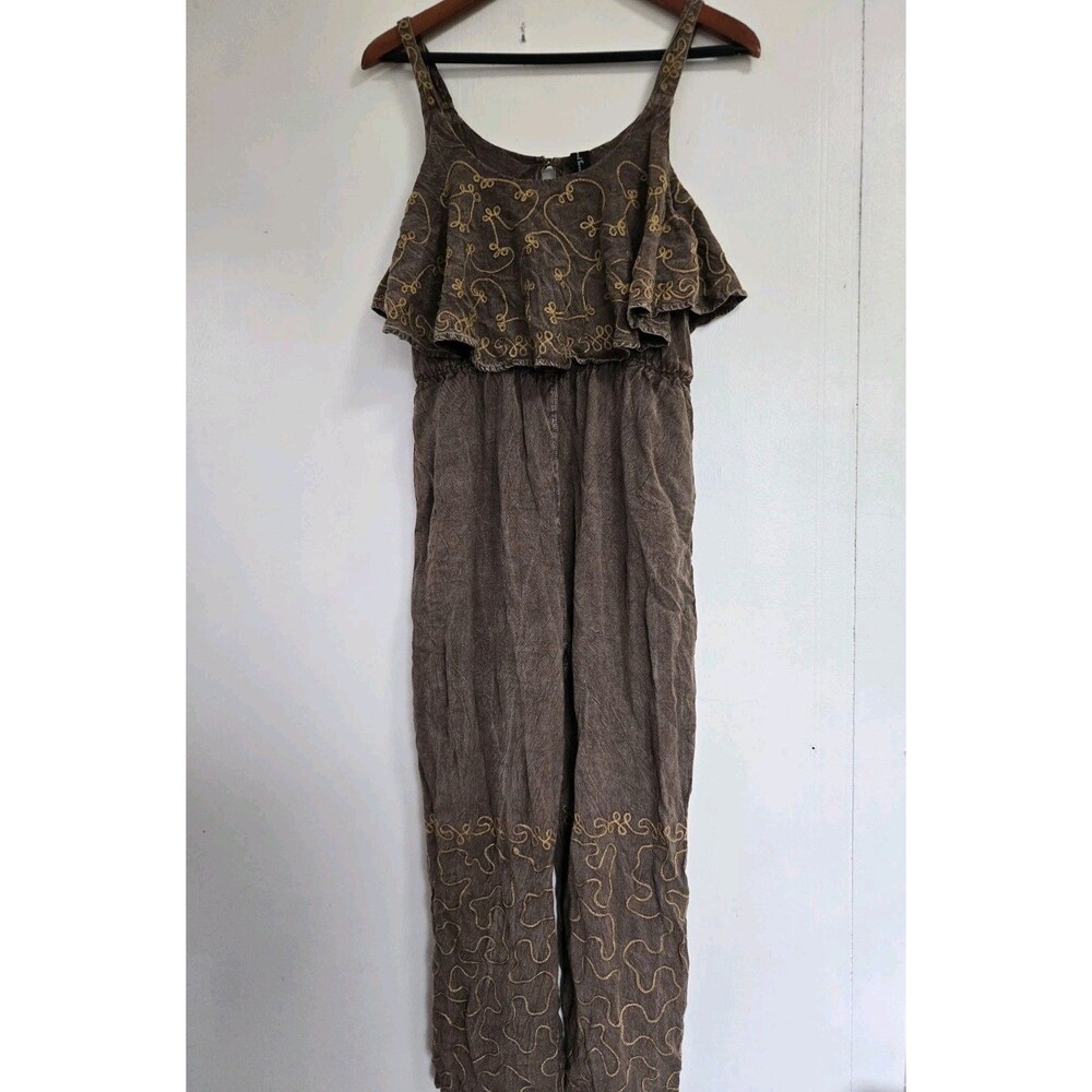 Sacred Threads Jumper Womens S/M Brown Boho Granola Festival Goblincore Peasant